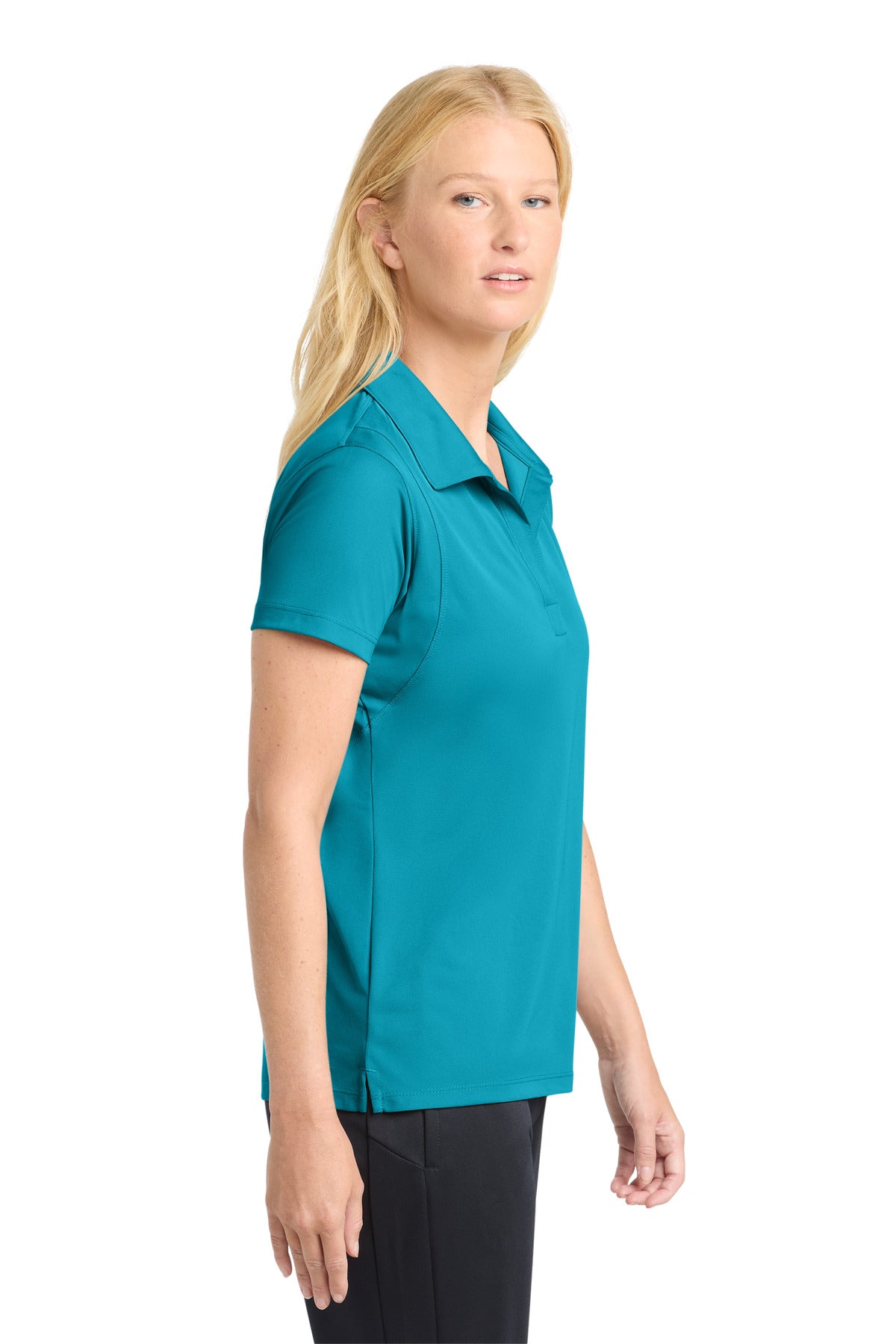 Sport-Tek Women's Micropique Sport-Wick Polo. LST650 - Tropic Blue - side