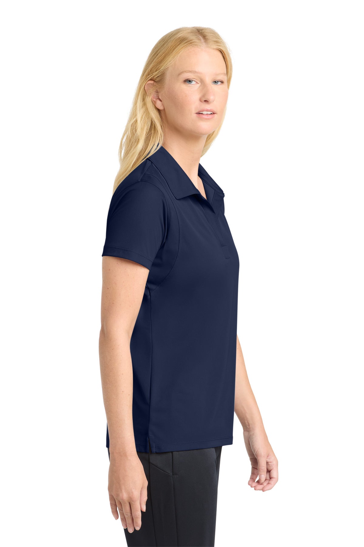 Sport-Tek Women's Micropique Sport-Wick Polo. LST650 - True Navy - side