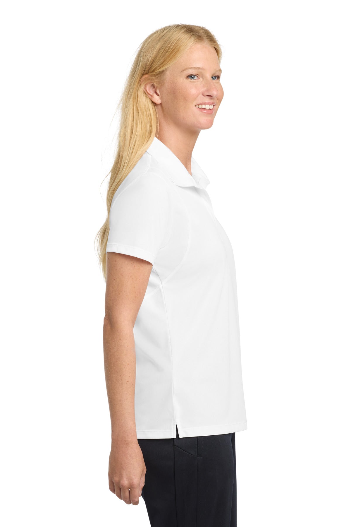Sport-Tek Women's Micropique Sport-Wick Polo. LST650 - White - side