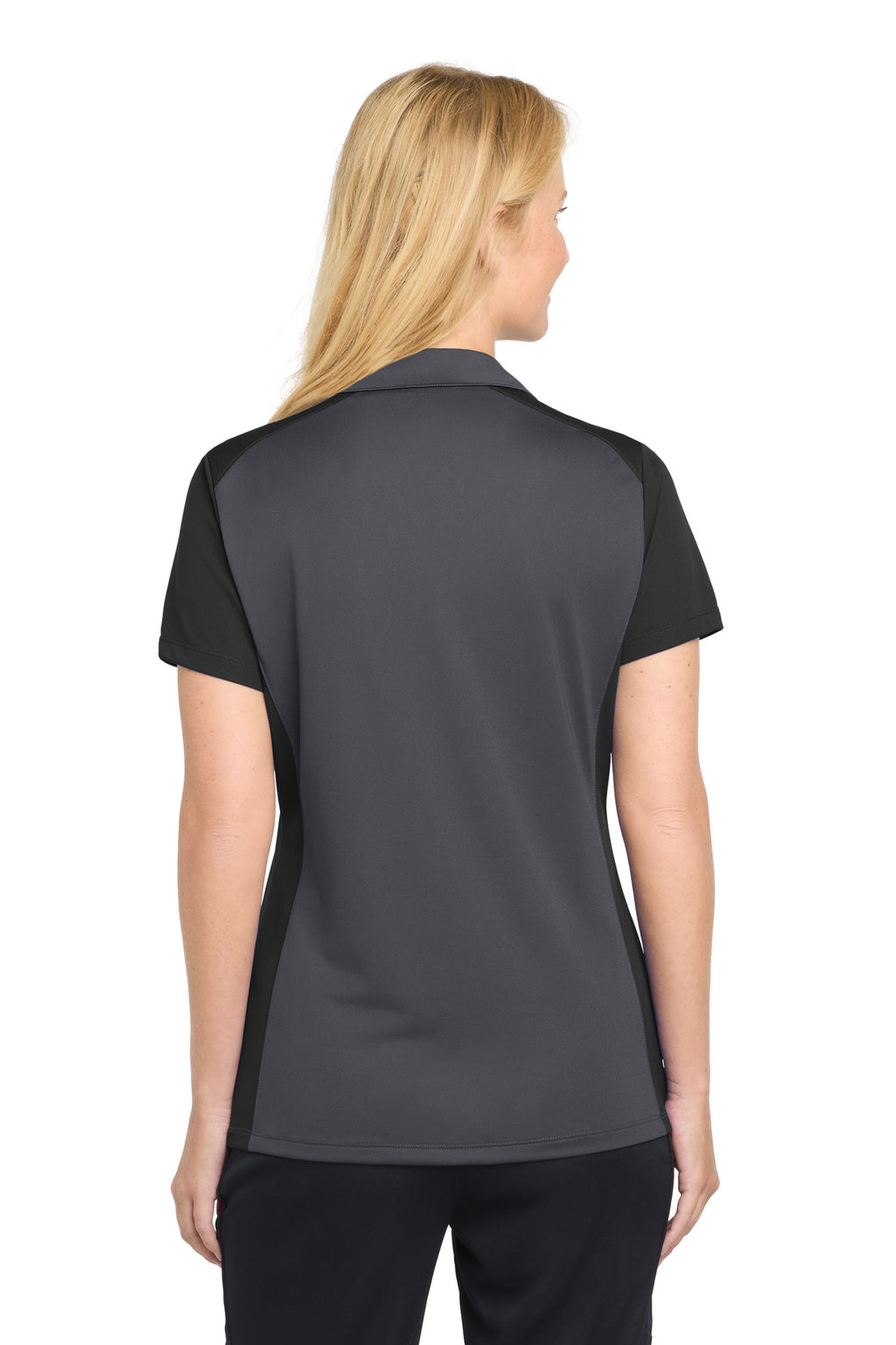 Sport-Tek Women's Colorblock Micropique Sport-Wick Polo. LST652 - Iron Grey/ Black - back