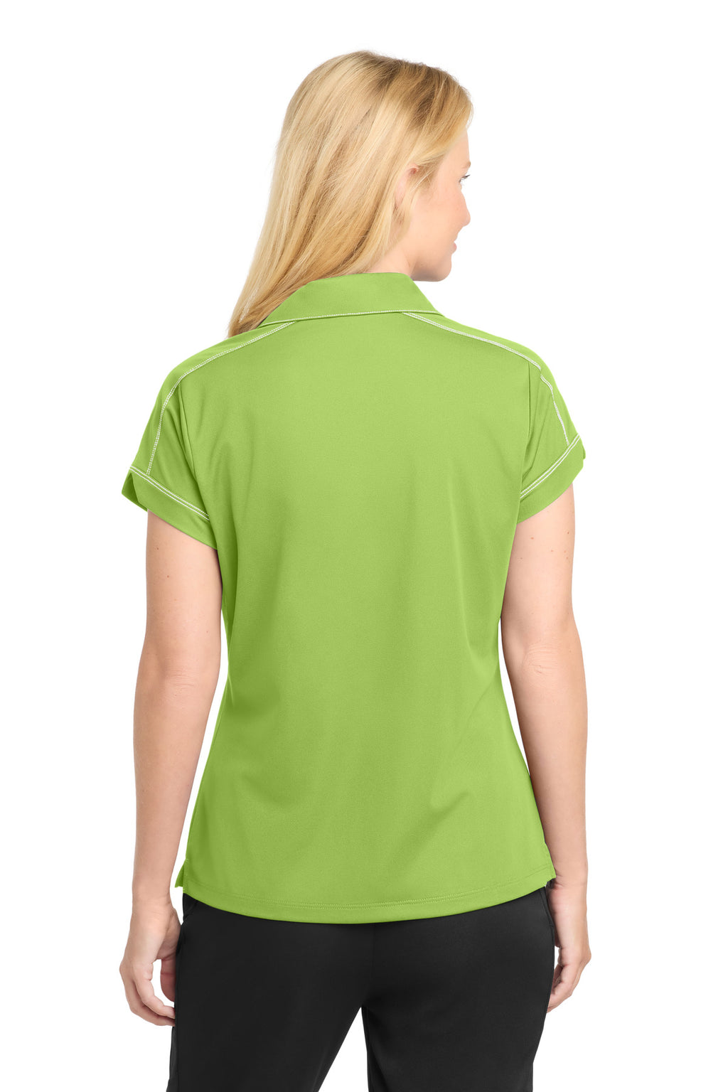 DISCONTINUED Sport-Tek Women's Contrast Stitch Micropique Sport-Wick Polo. LST659 - Green Oasis - back