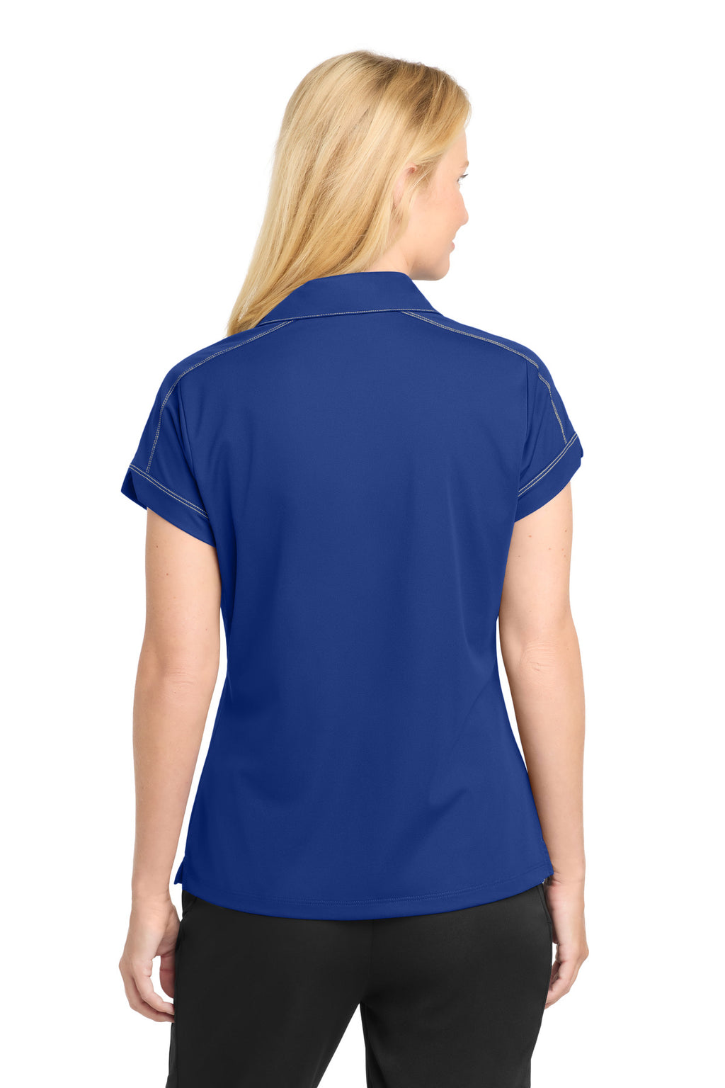 DISCONTINUED Sport-Tek Women's Contrast Stitch Micropique Sport-Wick Polo. LST659 - True Royal - back