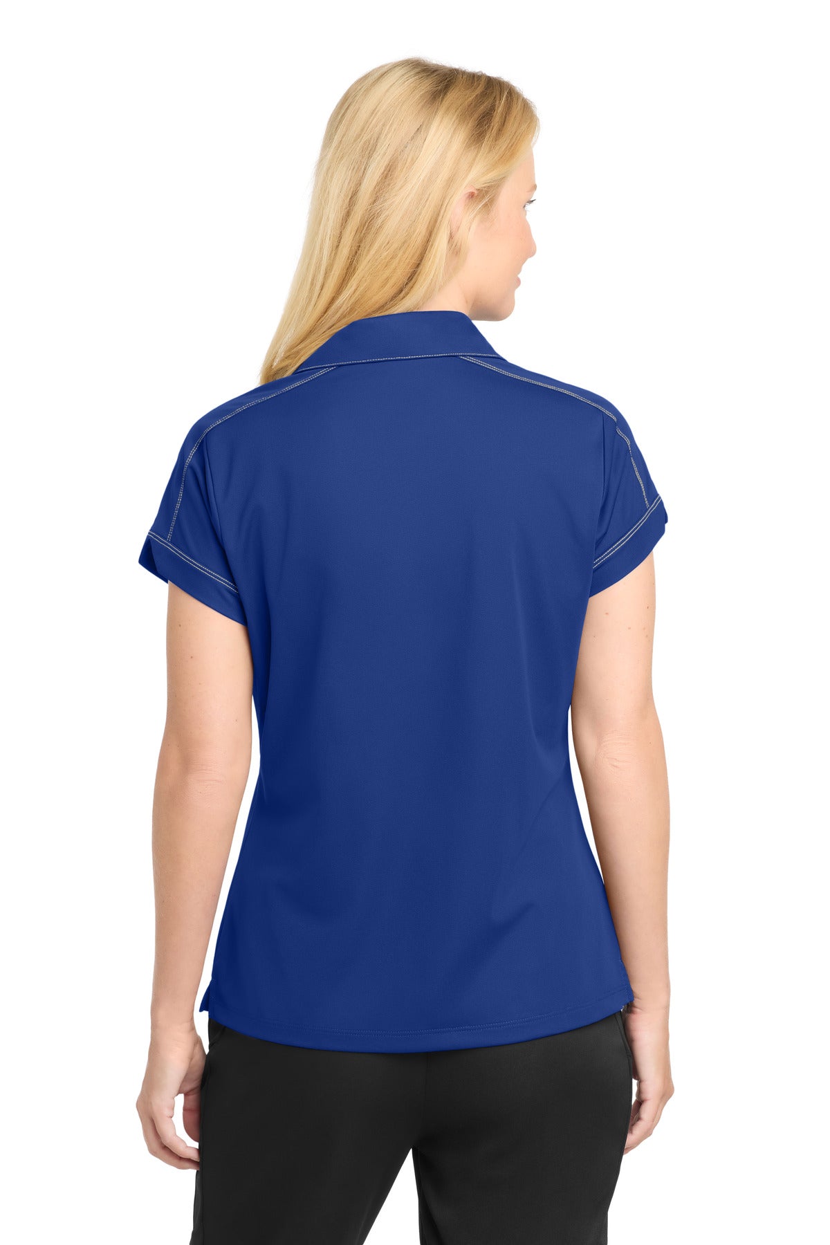 DISCONTINUED Sport-Tek Women's Contrast Stitch Micropique Sport-Wick Polo. LST659 - True Royal - back