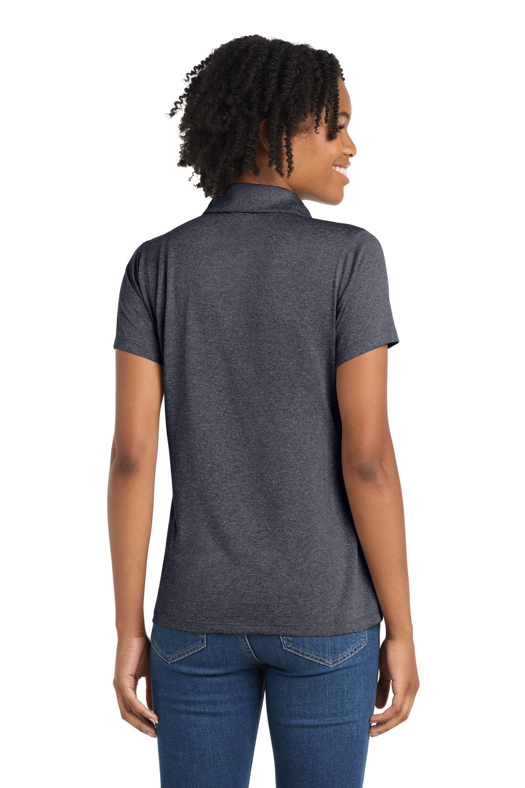 Sport-Tek Women's Heather Contender Polo. LST660 - Graphite Heather - back