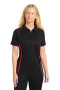 Sport-Tek Women's PosiCharge Micro-Mesh Colorblock Polo. LST685 - Black/ Red - front
