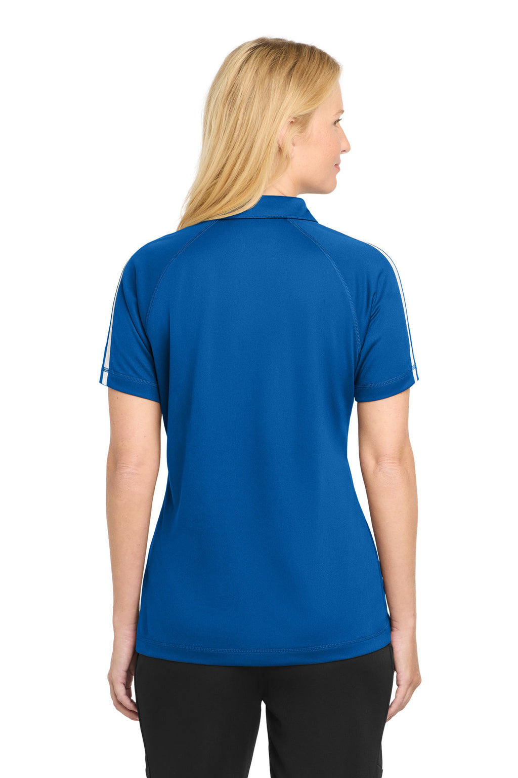 Sport-Tek Women's PosiCharge Micro-Mesh Colorblock Polo. LST685 - True Royal/ White - back