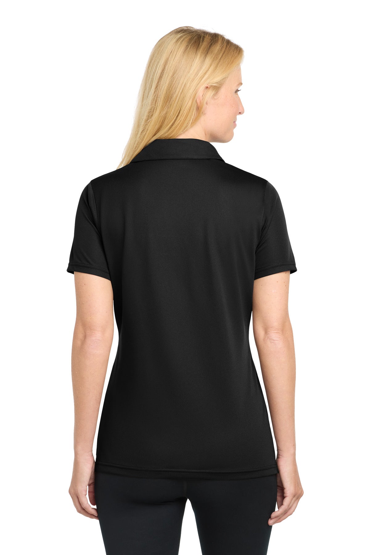 Sport-Tek Women's PosiCharge Active Textured Polo. LST690 - Black - back