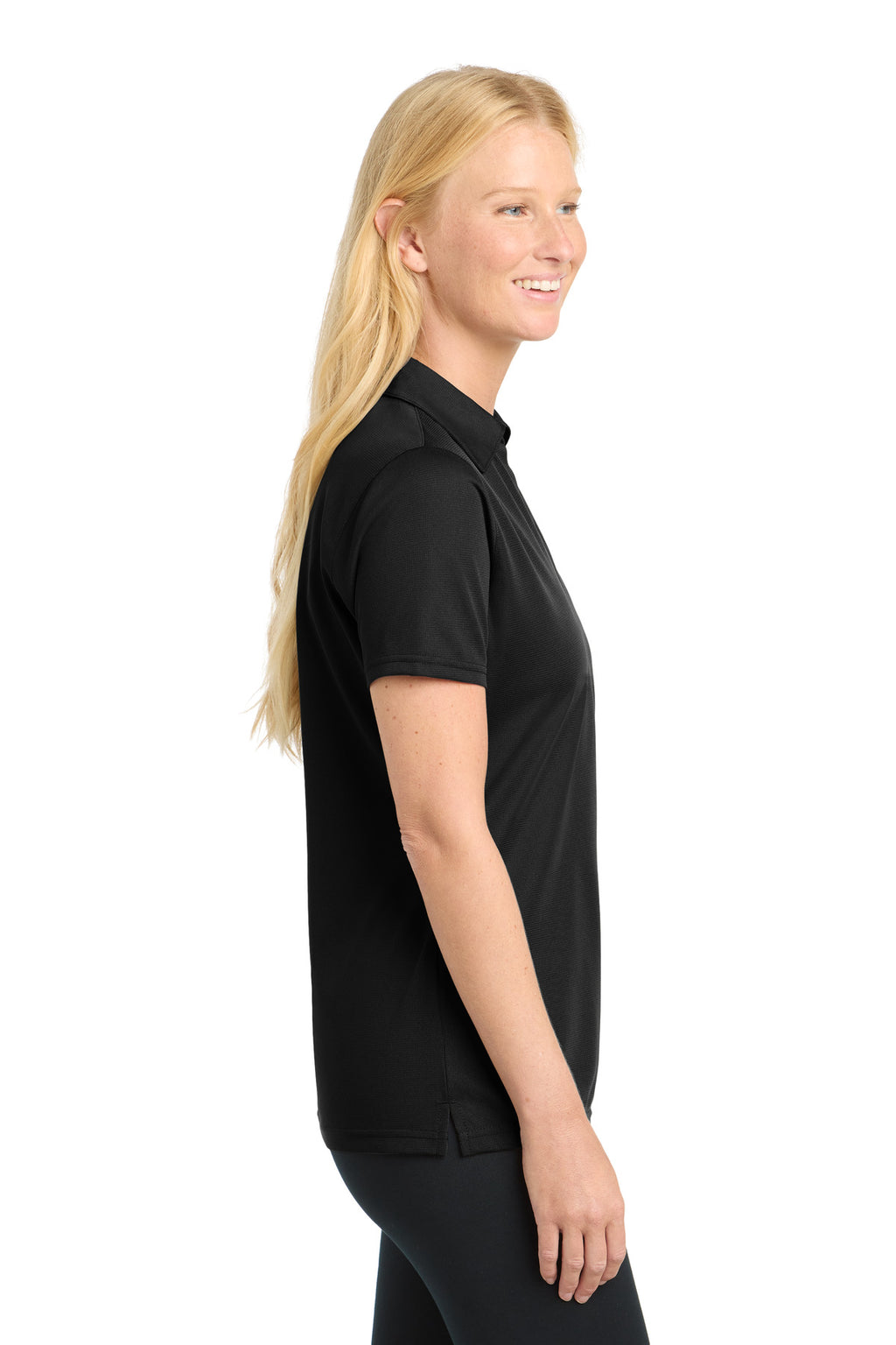 Sport-Tek Women's PosiCharge Active Textured Polo. LST690 - Black - side