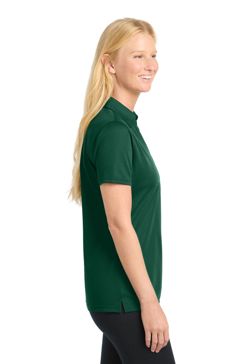 Sport-Tek Women's PosiCharge Active Textured Polo. LST690 - Forest Green - side