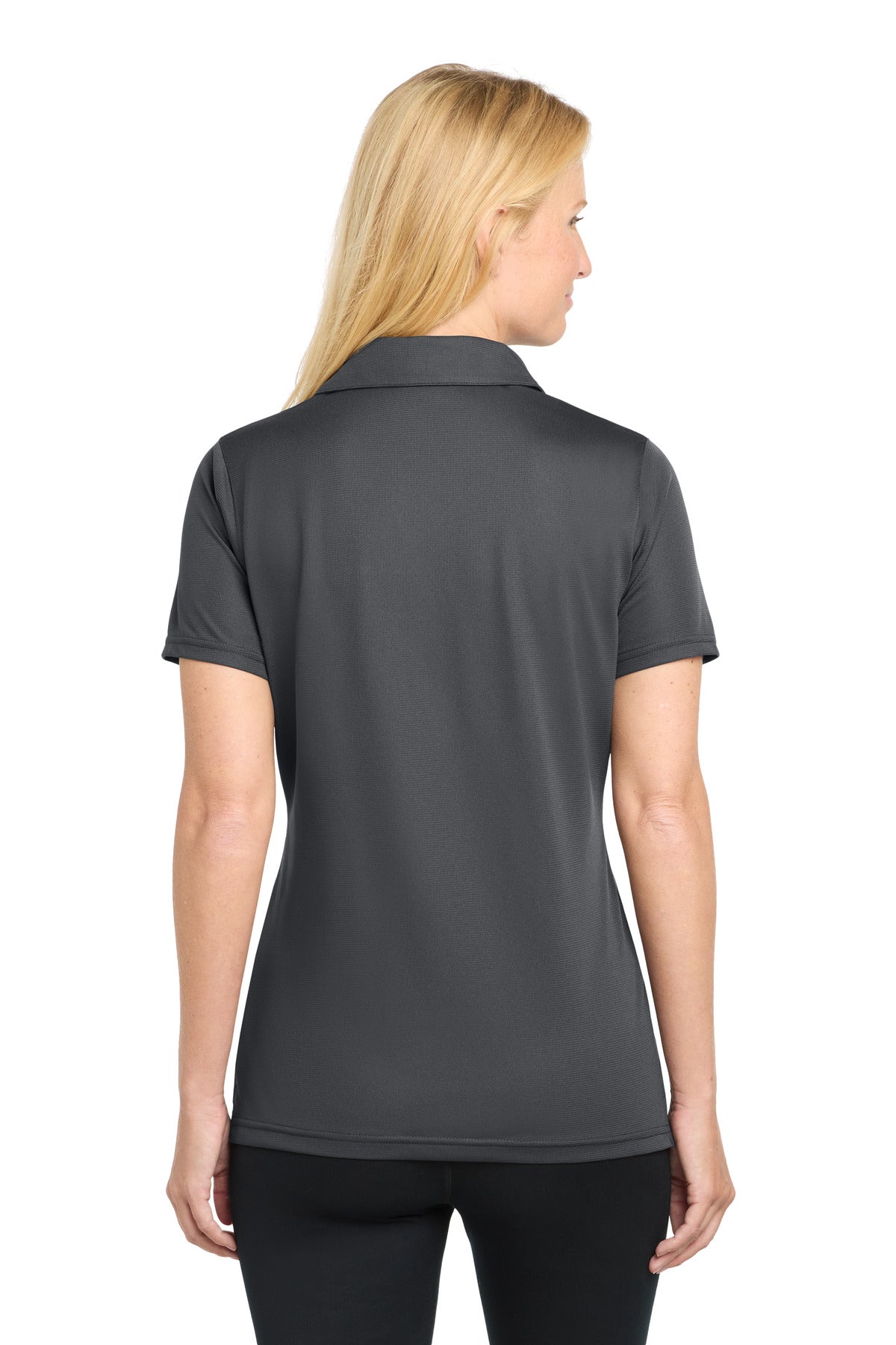 Sport-Tek Women's PosiCharge Active Textured Polo. LST690 - Iron Grey - back