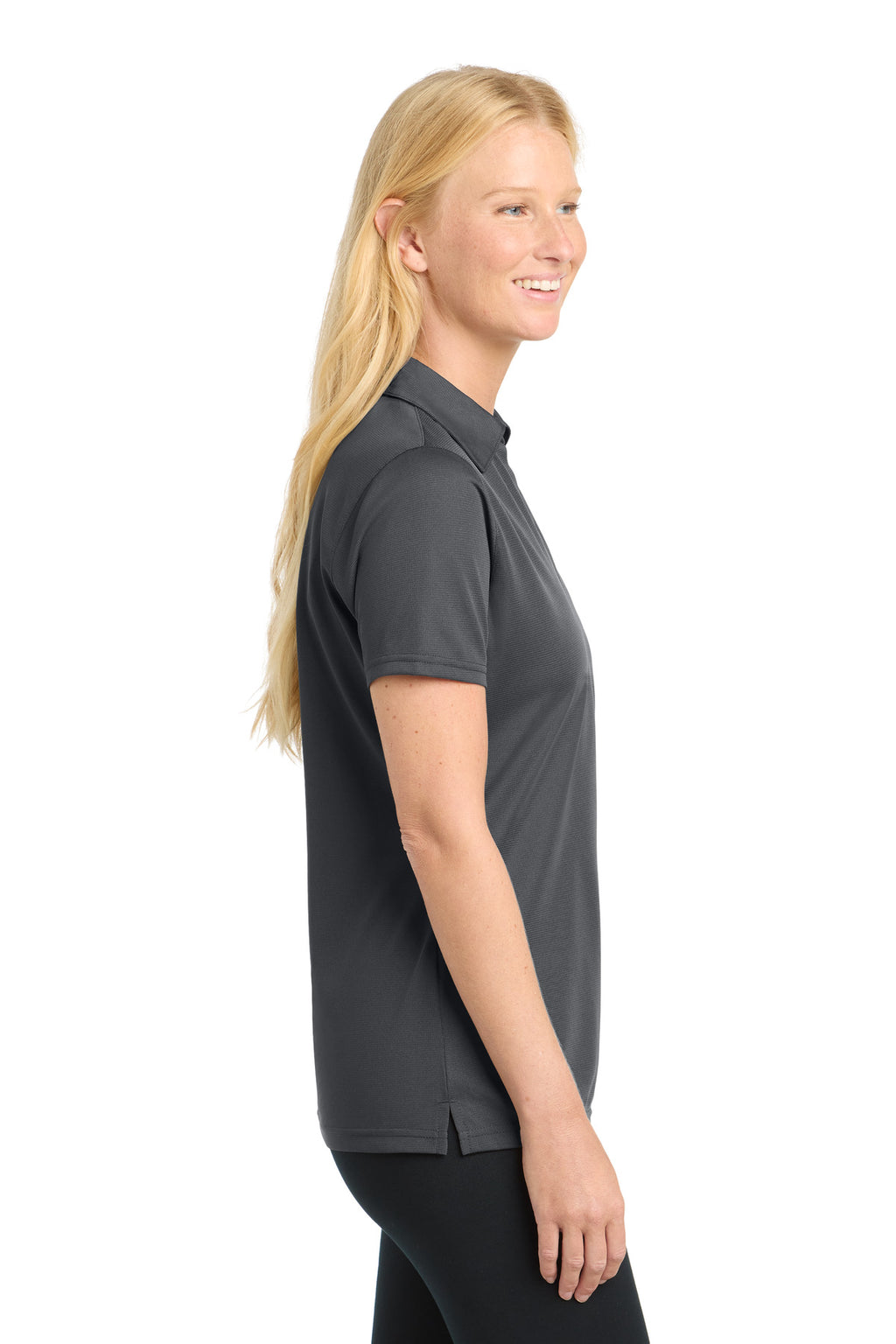 Sport-Tek Women's PosiCharge Active Textured Polo. LST690 - Iron Grey - side