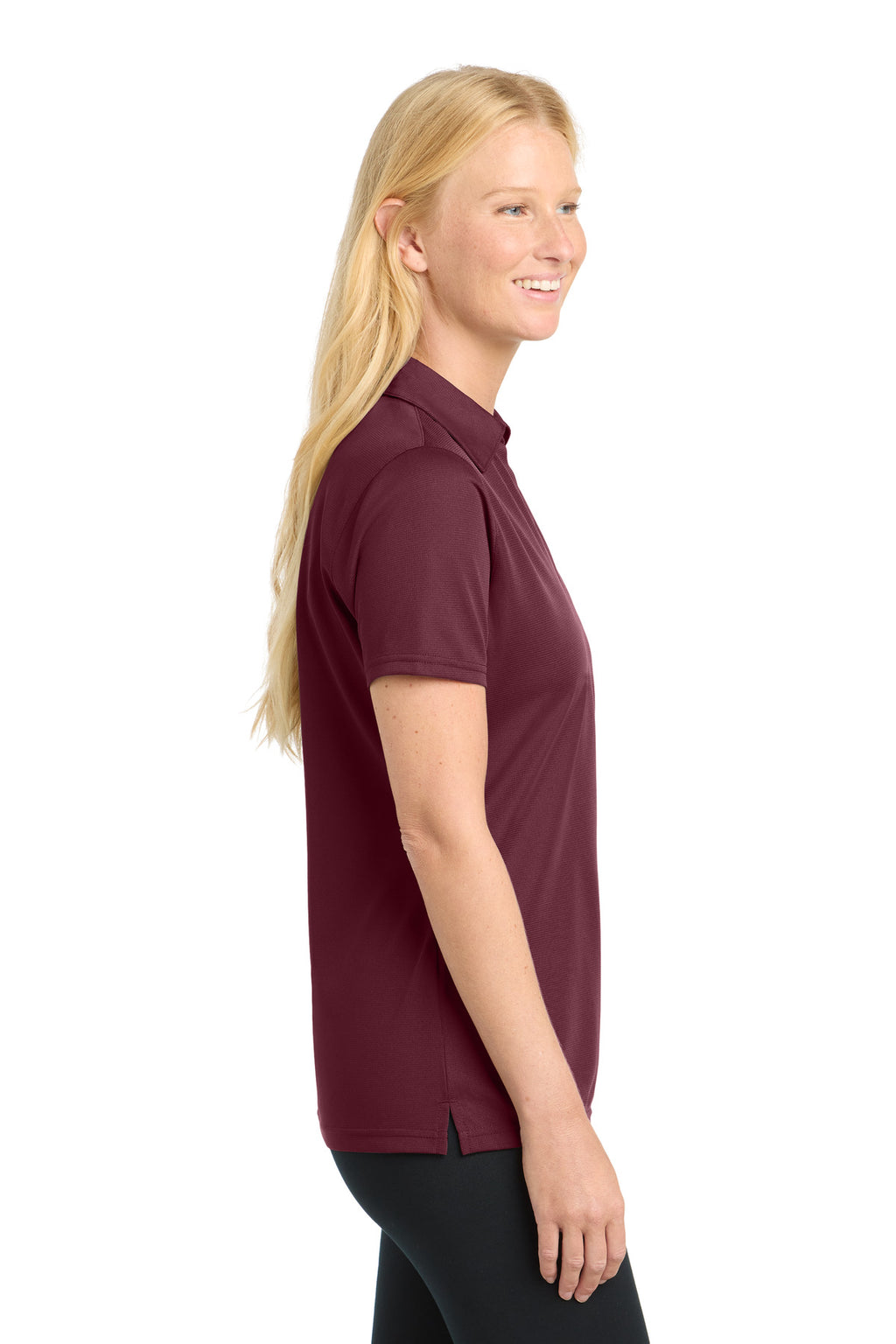 Sport-Tek Women's PosiCharge Active Textured Polo. LST690 - Maroon - side