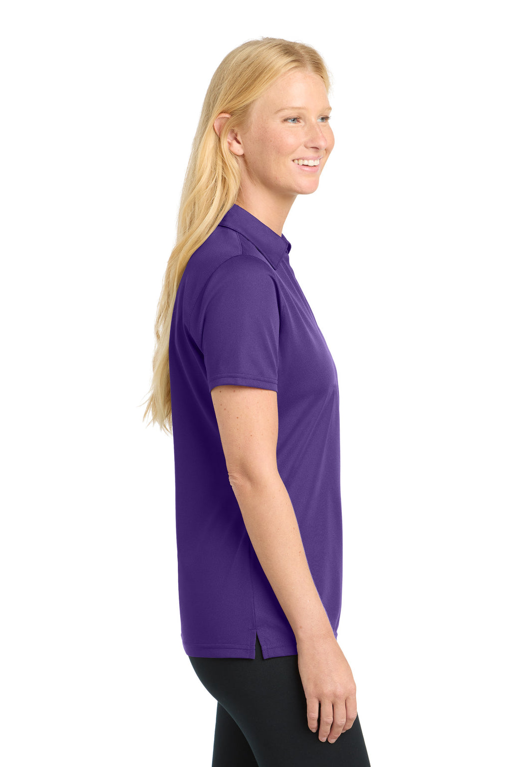 Sport-Tek Women's PosiCharge Active Textured Polo. LST690 - Purple - side