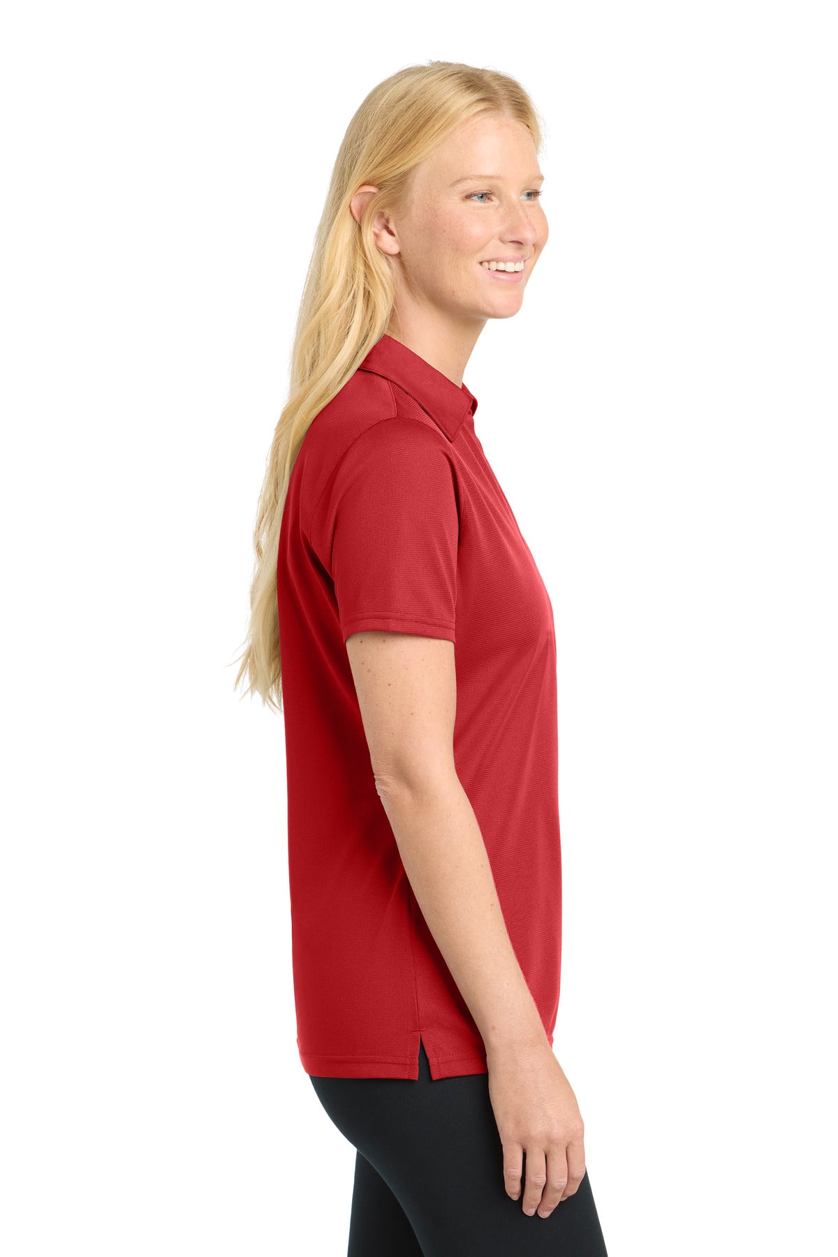 Sport-Tek Women's PosiCharge Active Textured Polo. LST690 - True Red - side