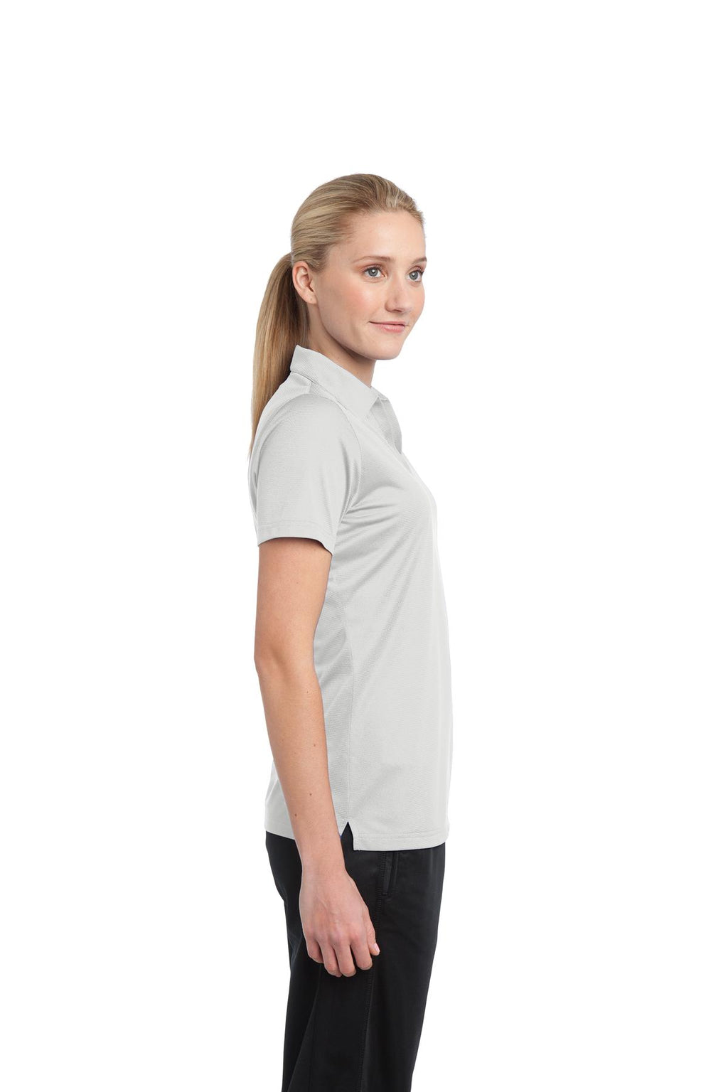Sport-Tek Women's PosiCharge Active Textured Polo. LST690 - White - side