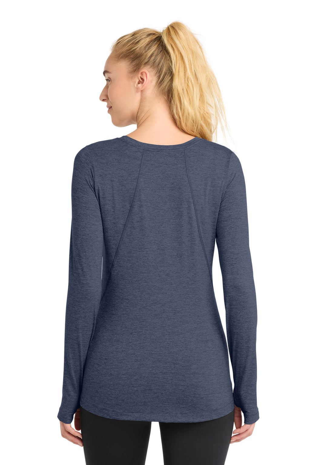 Sport-Tek Women's Exchange 1.5 Long Sleeve Crew     LST710 - Dark Denim Heather - back