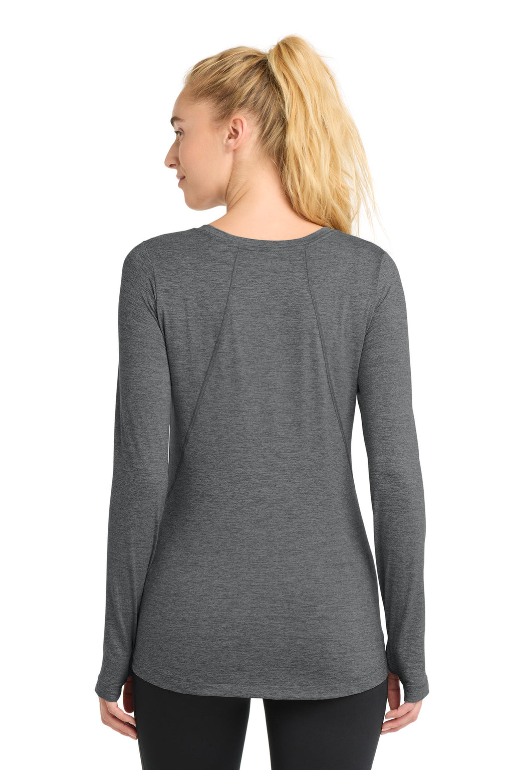 Sport-Tek Women's Exchange 1.5 Long Sleeve Crew     LST710 - Graphite Heather - back