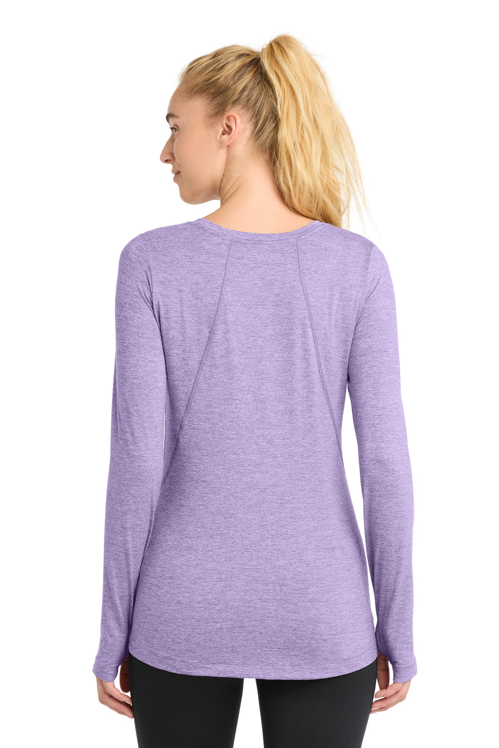 Sport-Tek Women's Exchange 1.5 Long Sleeve Crew     LST710 - Hyacinth Heather - back