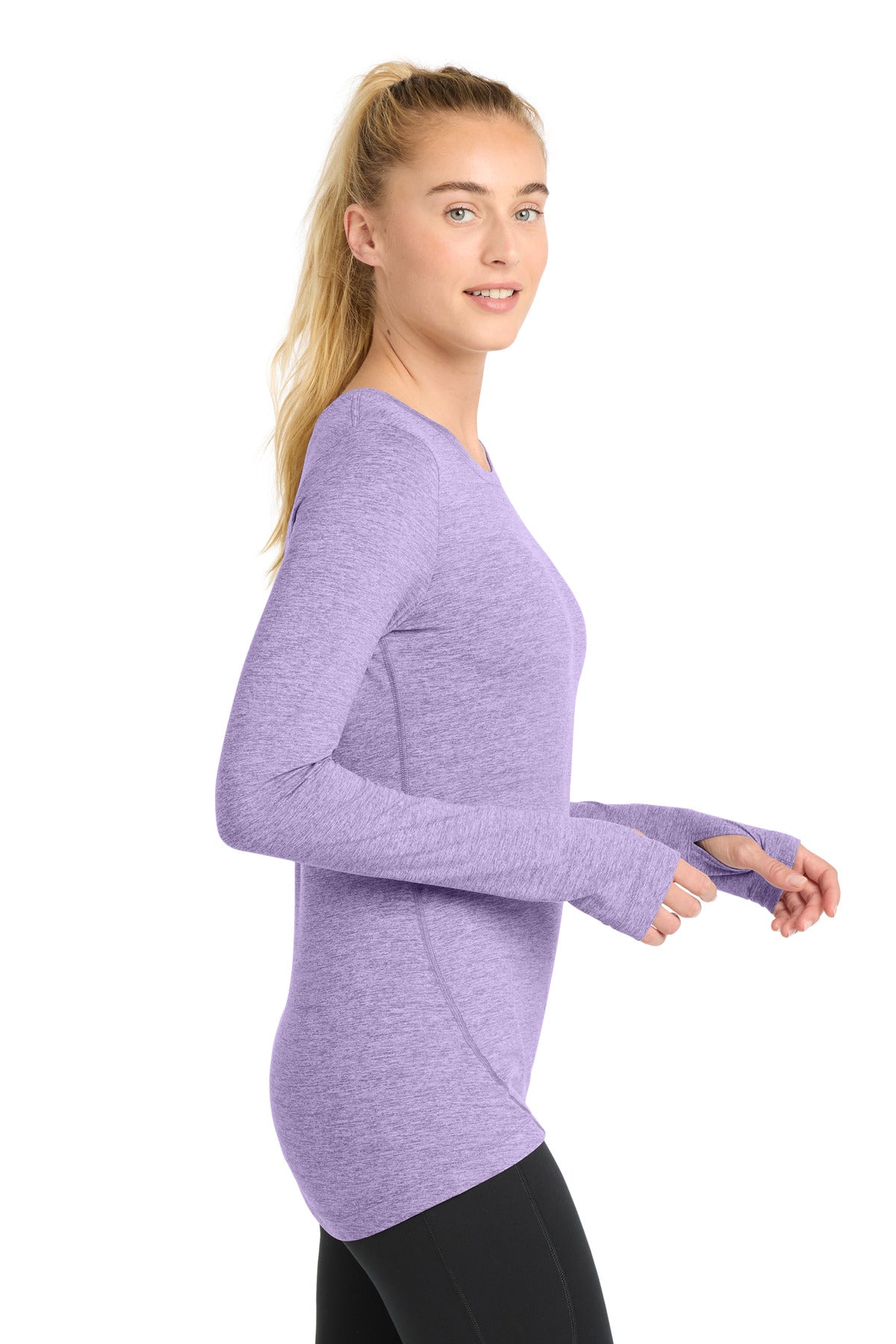 Sport-Tek Women's Exchange 1.5 Long Sleeve Crew     LST710 - Hyacinth Heather - side
