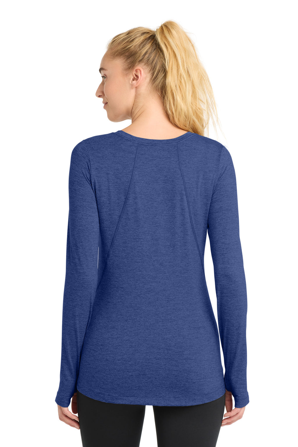 Sport-Tek Women's Exchange 1.5 Long Sleeve Crew     LST710 - True Royal Heather - back