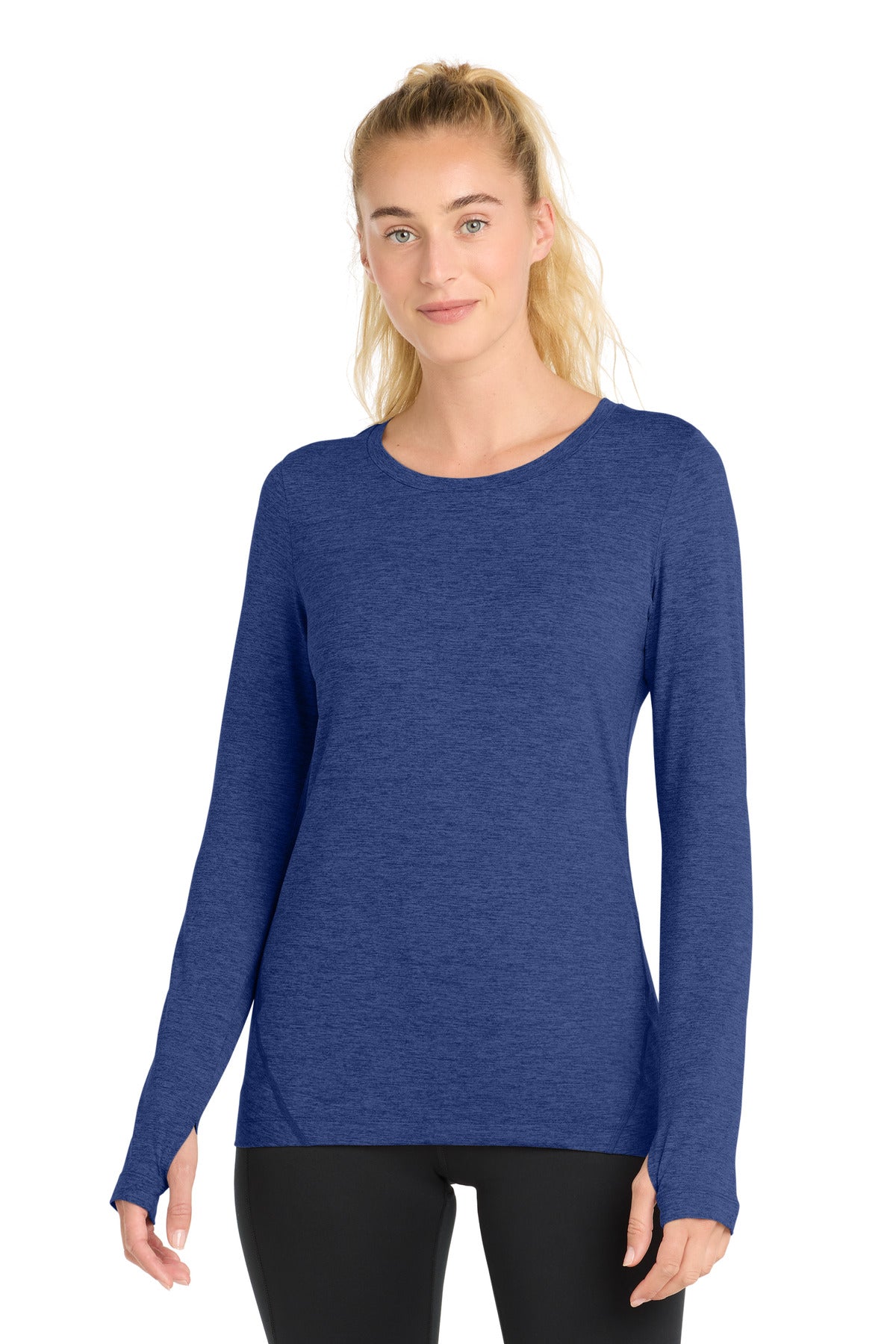 Sport-Tek Women's Exchange 1.5 Long Sleeve Crew     LST710 - True Royal Heather - front