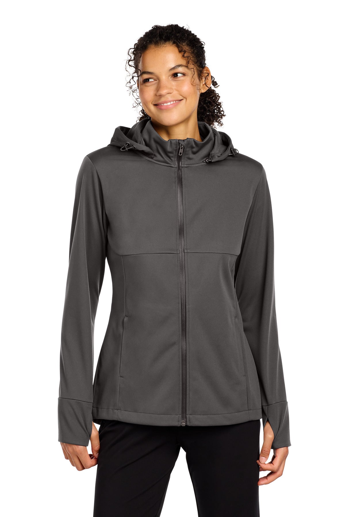 Sport-Tek Women's Hooded Soft Shell Jacket LST980 - Graphite - front