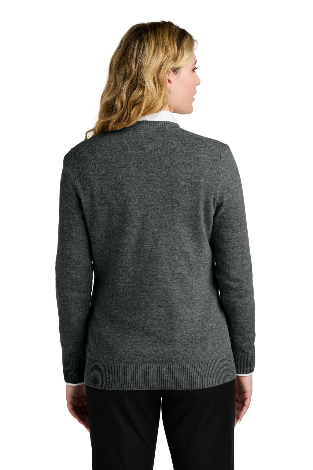 Port Authority Women's Easy Care V-Neck Sweater LSW2850 - Charcoal Heather - back