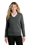 Port Authority Women's Easy Care V-Neck Sweater LSW2850 - Charcoal Heather - front