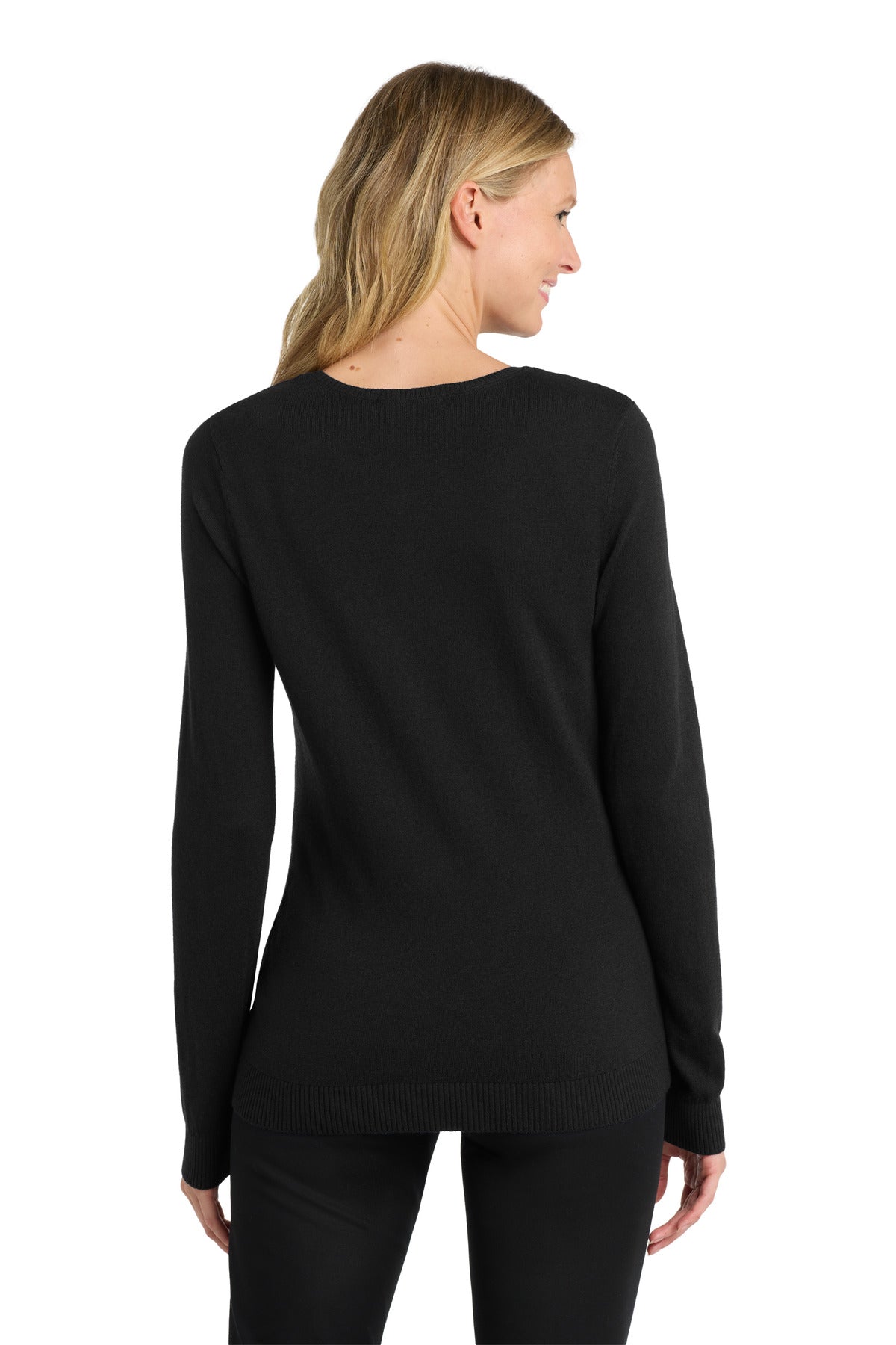 DISCONTINUED Port Authority Women's Cardigan Sweater. LSW287 - Black - back