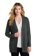 Port Authority Women's Easy Care Open-Front Cardigan Sweater LSW2890 - Charcoal Heather - front