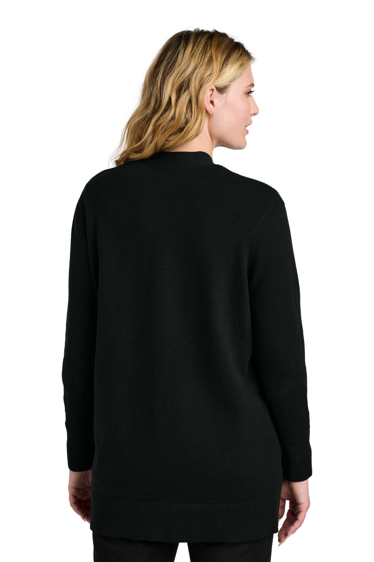 Port Authority Women's Easy Care Open-Front Cardigan Sweater LSW2890 - Deep Black - back