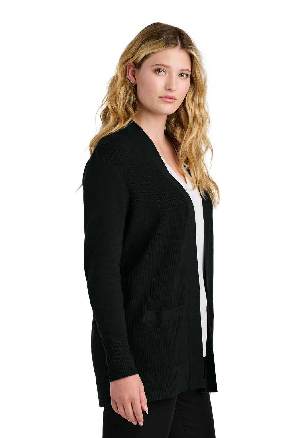Port Authority Women's Easy Care Open-Front Cardigan Sweater LSW2890 - Deep Black - side