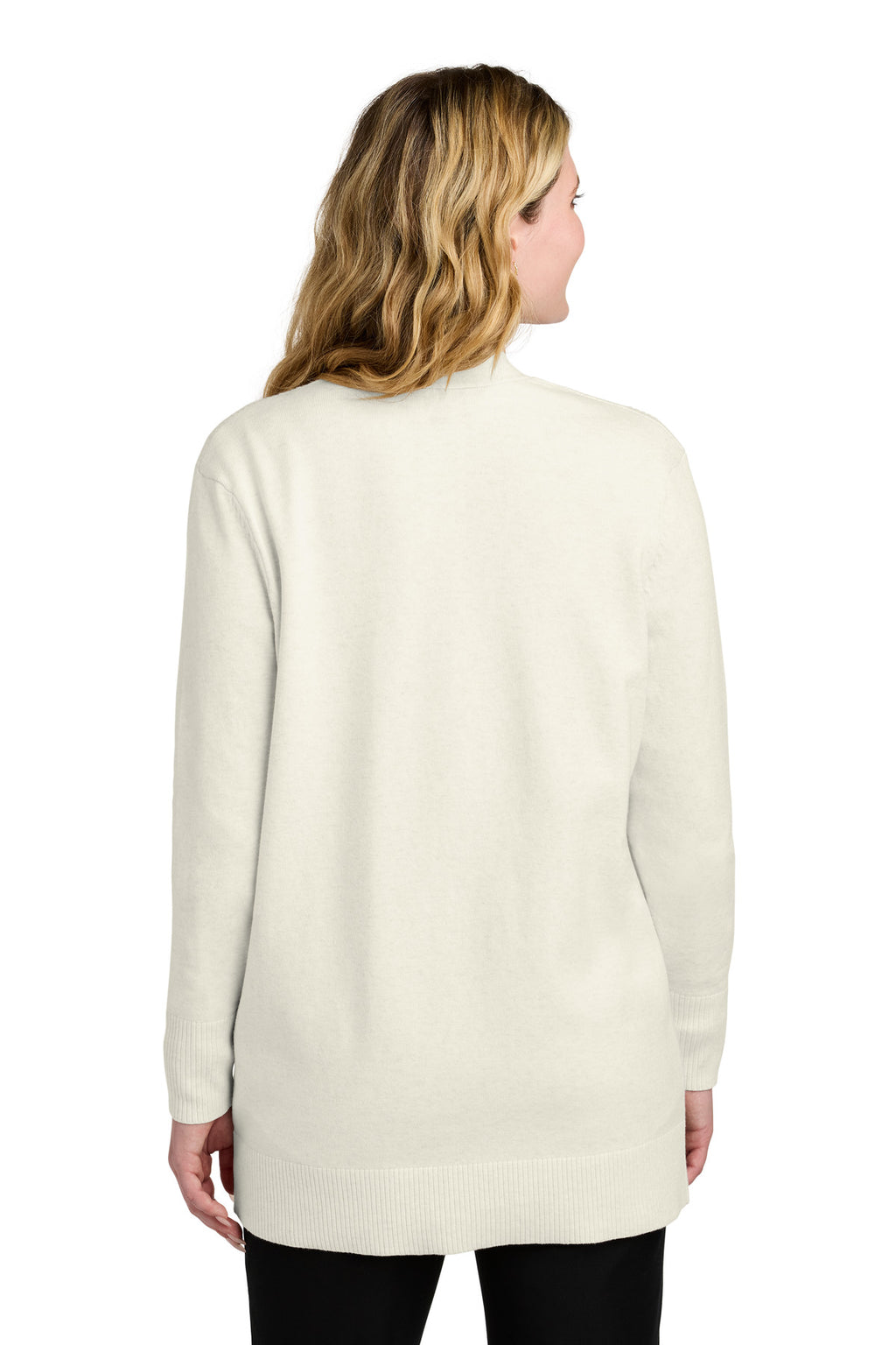 Port Authority Women's Easy Care Open-Front Cardigan Sweater LSW2890 - Oatmeal Heather - back