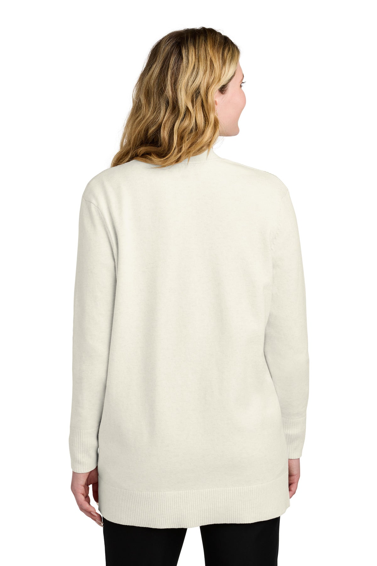 Port Authority Women's Easy Care Open-Front Cardigan Sweater LSW2890 - Oatmeal Heather - back