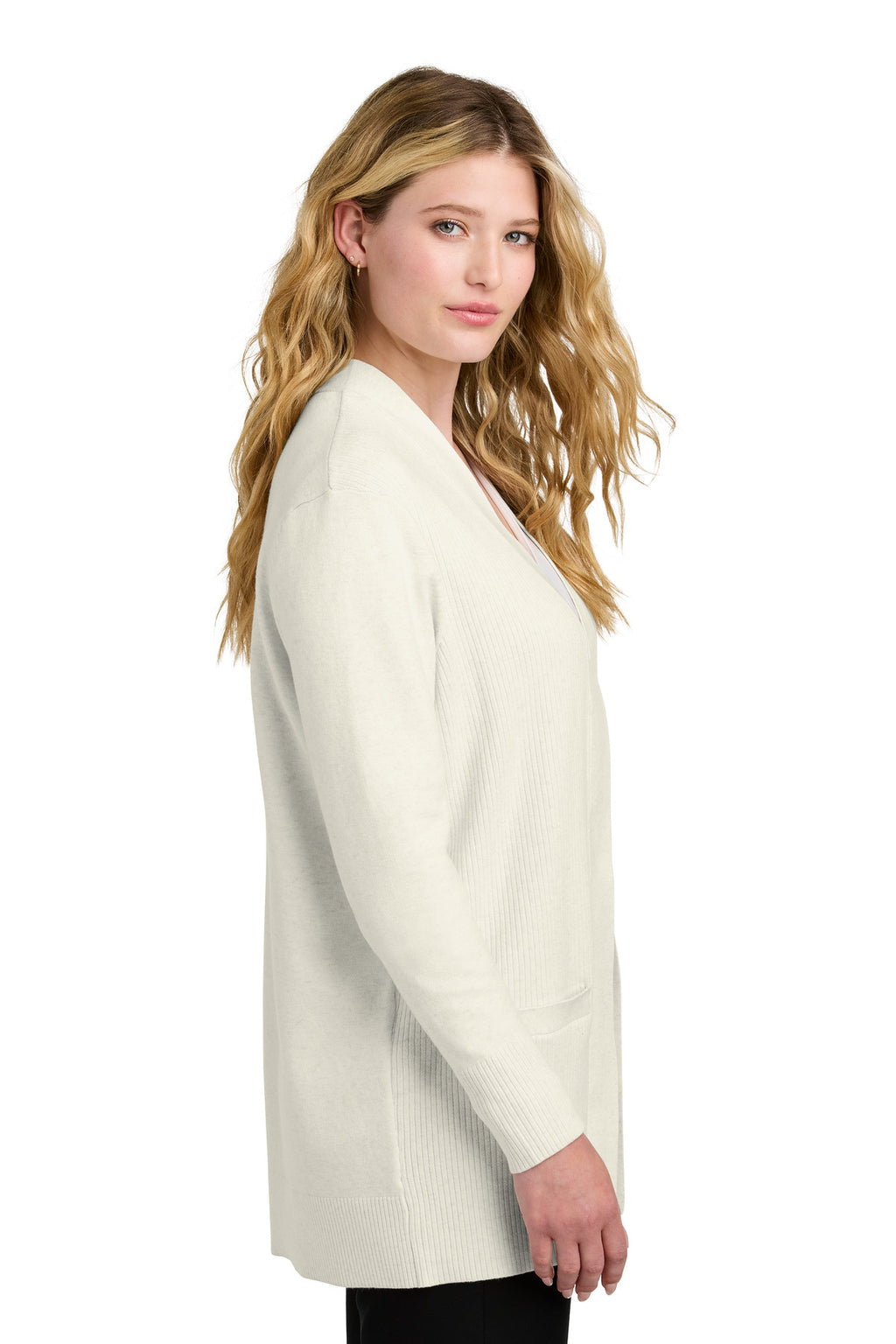 Port Authority Women's Easy Care Open-Front Cardigan Sweater LSW2890 - Oatmeal Heather - side