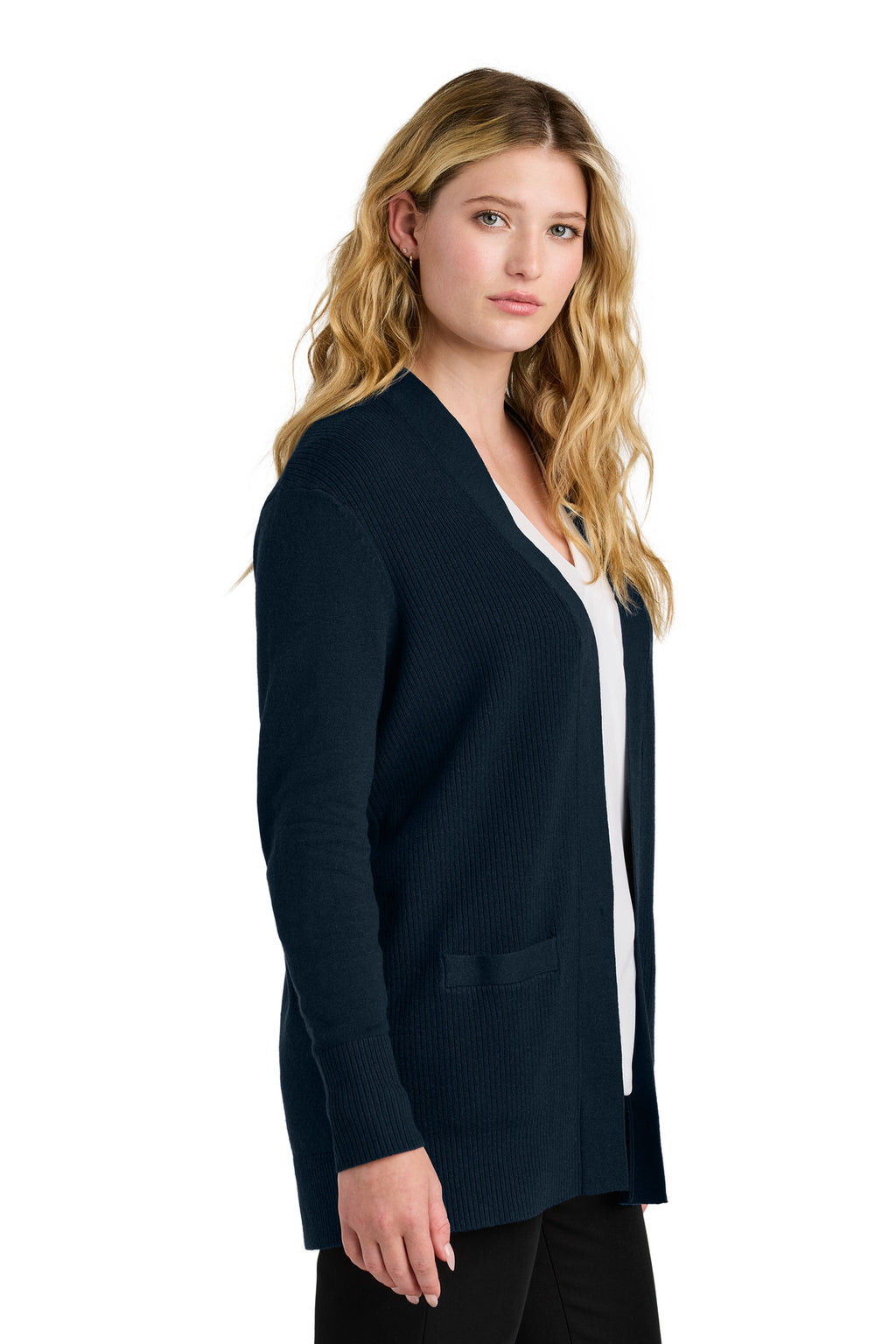 Port Authority Women's Easy Care Open-Front Cardigan Sweater LSW2890 - River Blue Navy - side