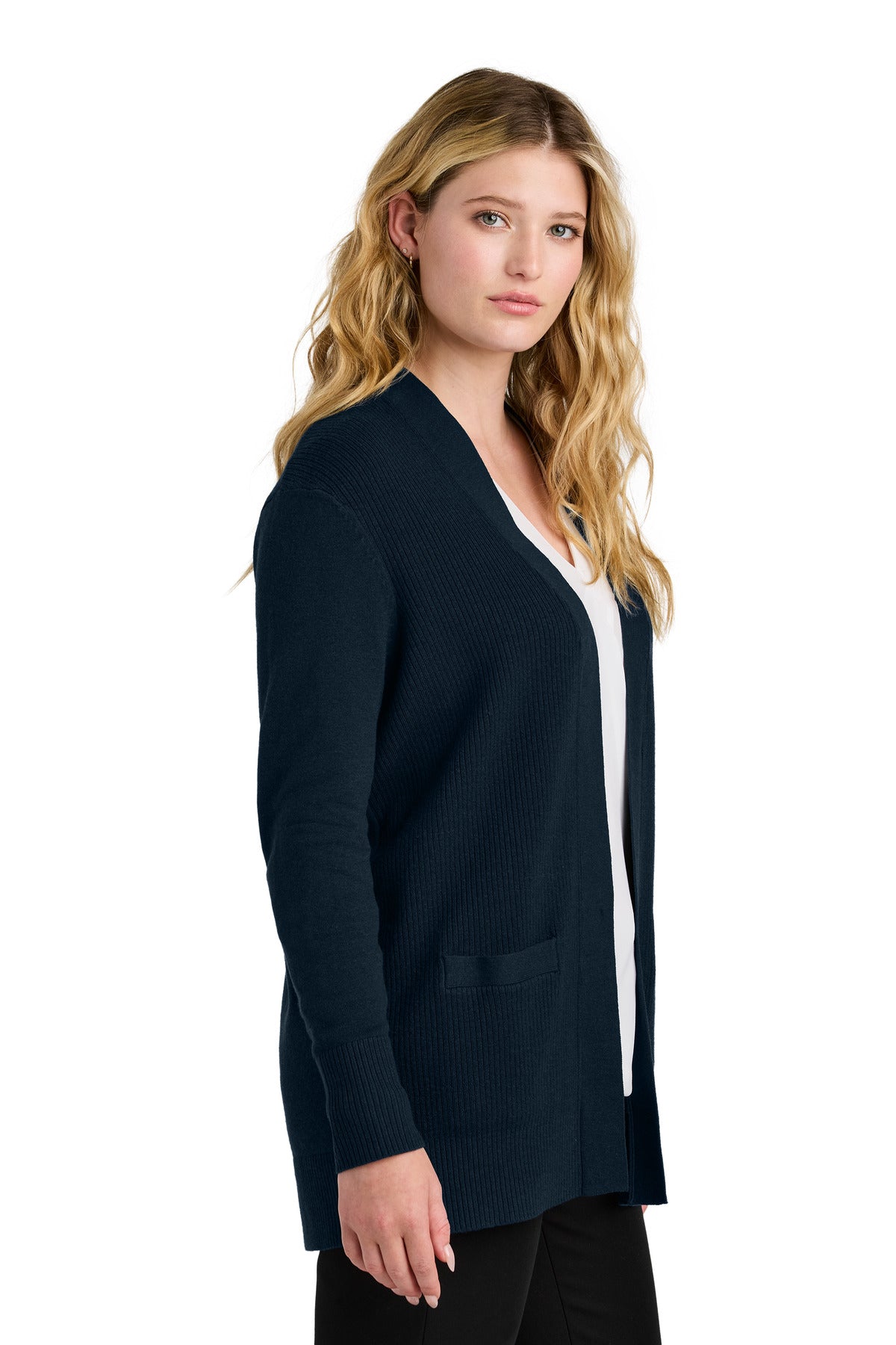 Port Authority Women's Easy Care Open-Front Cardigan Sweater LSW2890 - River Blue Navy - side