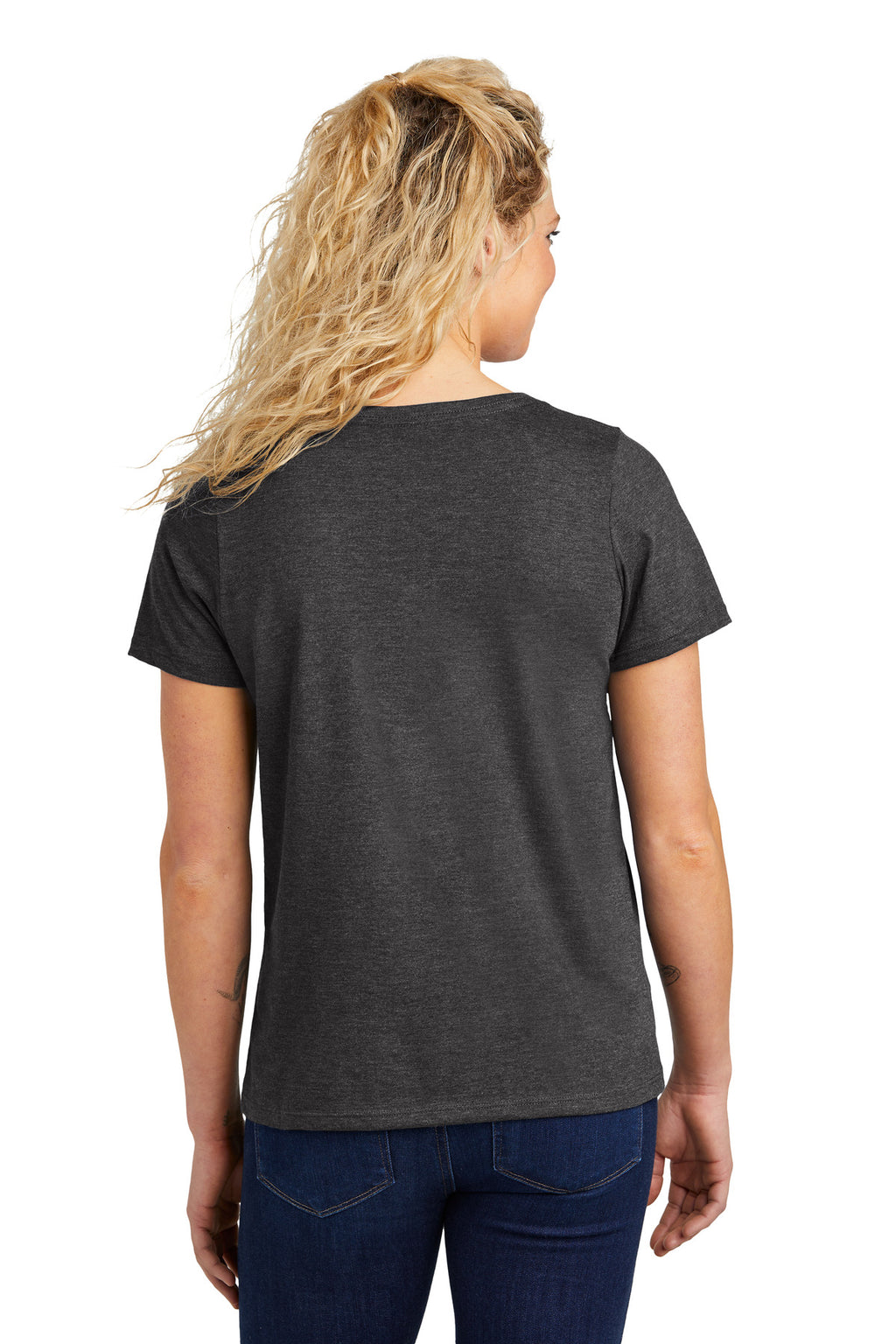 Volunteer Knitwear Women's Daily V-Neck Tee LVL45V - Dark Heather Grey - back