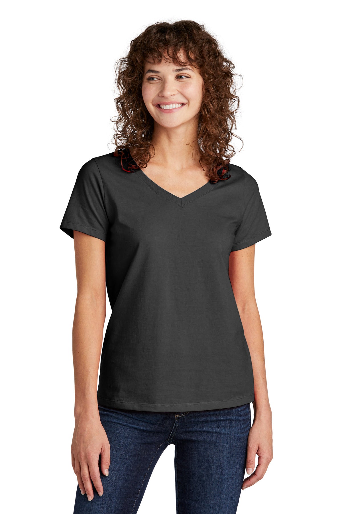 Volunteer Knitwear Women's Daily V-Neck Tee LVL45V - Deep Black - front