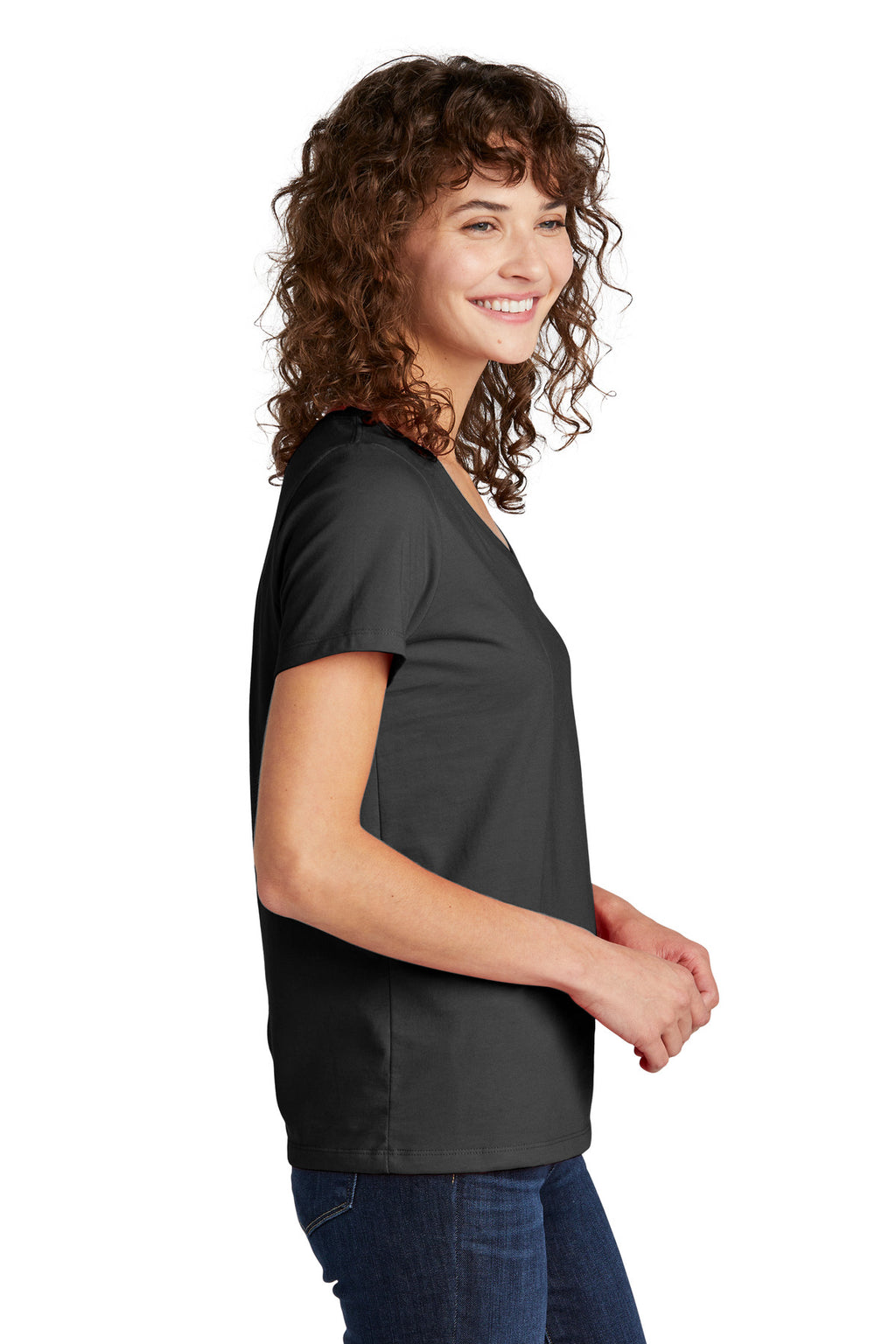 Volunteer Knitwear Women's Daily V-Neck Tee LVL45V - Deep Black - side