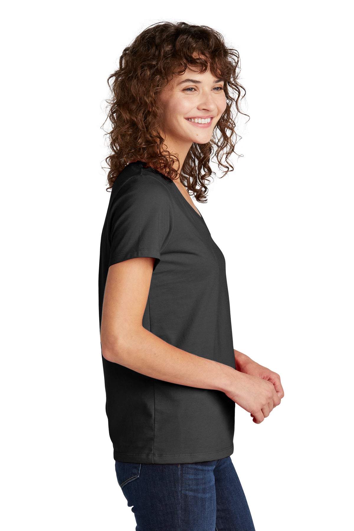 Volunteer Knitwear Women's Daily V-Neck Tee LVL45V - Deep Black - side