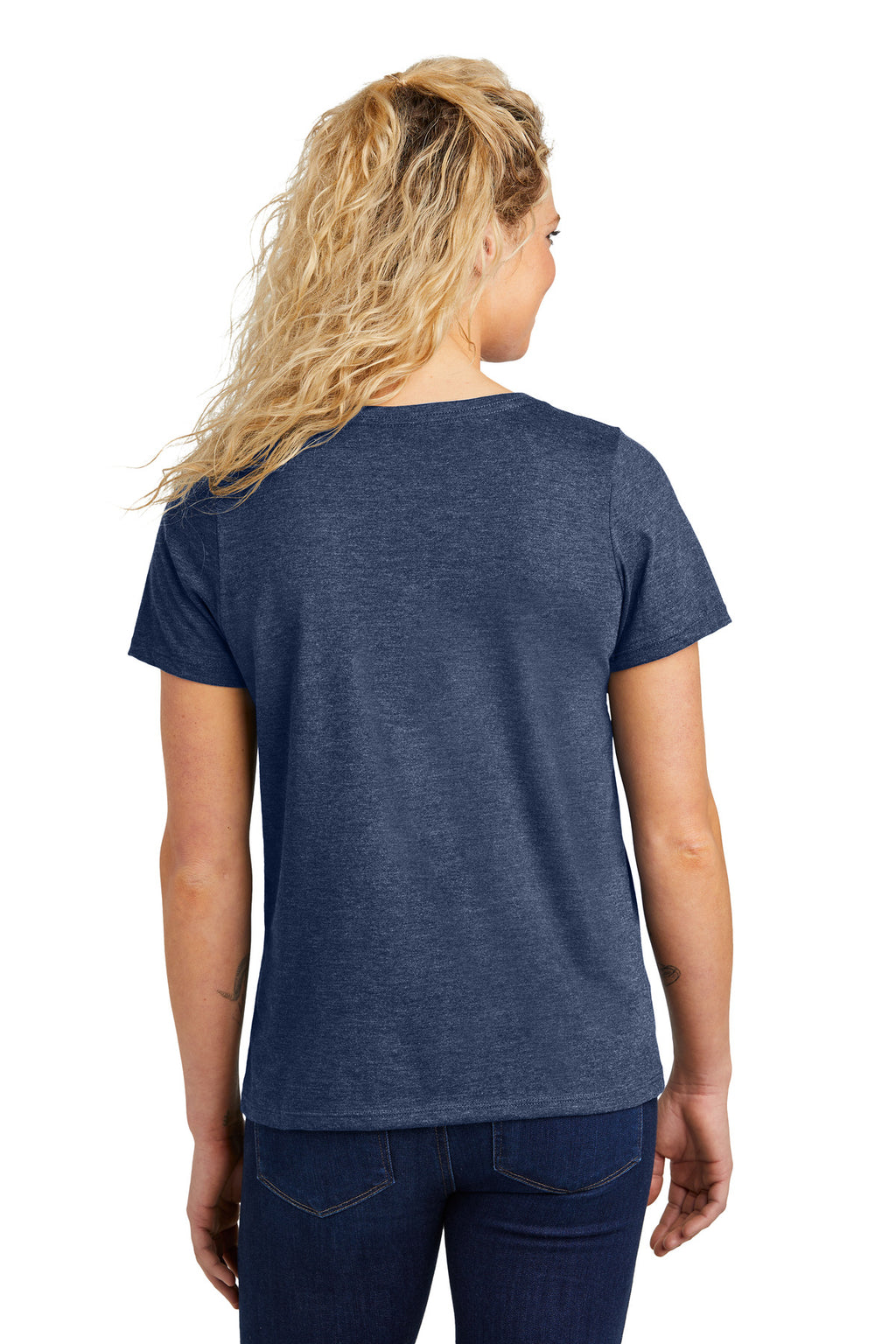Volunteer Knitwear Women's Daily V-Neck Tee LVL45V - Heather Navy - back