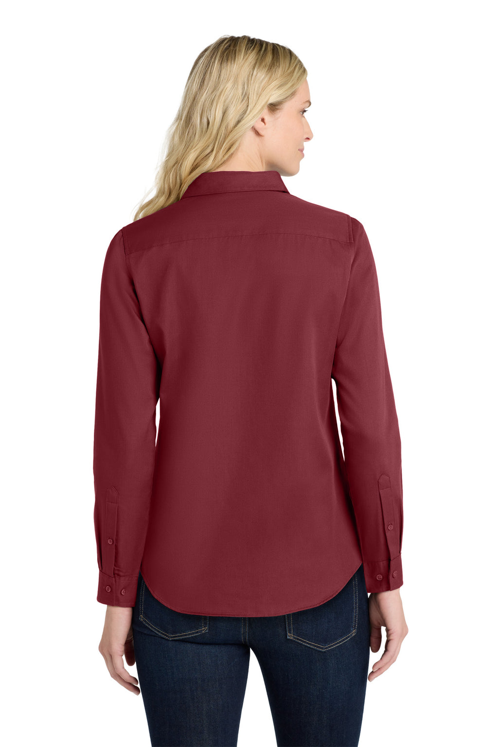 Port Authority Women's Long Sleeve SuperPro React Twill Shirt. LW808 - Burgundy - back