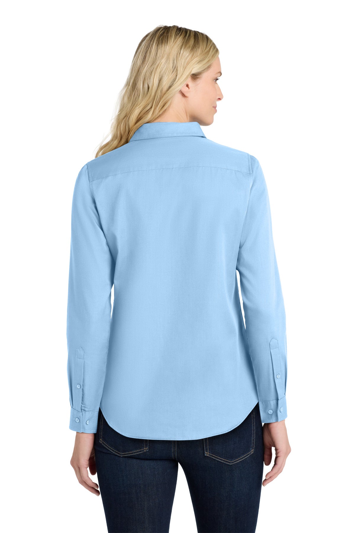 Port Authority Women's Long Sleeve SuperPro React Twill Shirt. LW808 - Cloud Blue - back