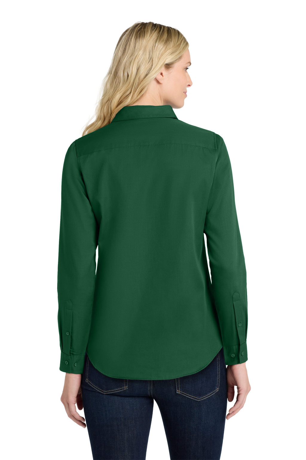 Port Authority Women's Long Sleeve SuperPro React Twill Shirt. LW808 - Dark Green - back