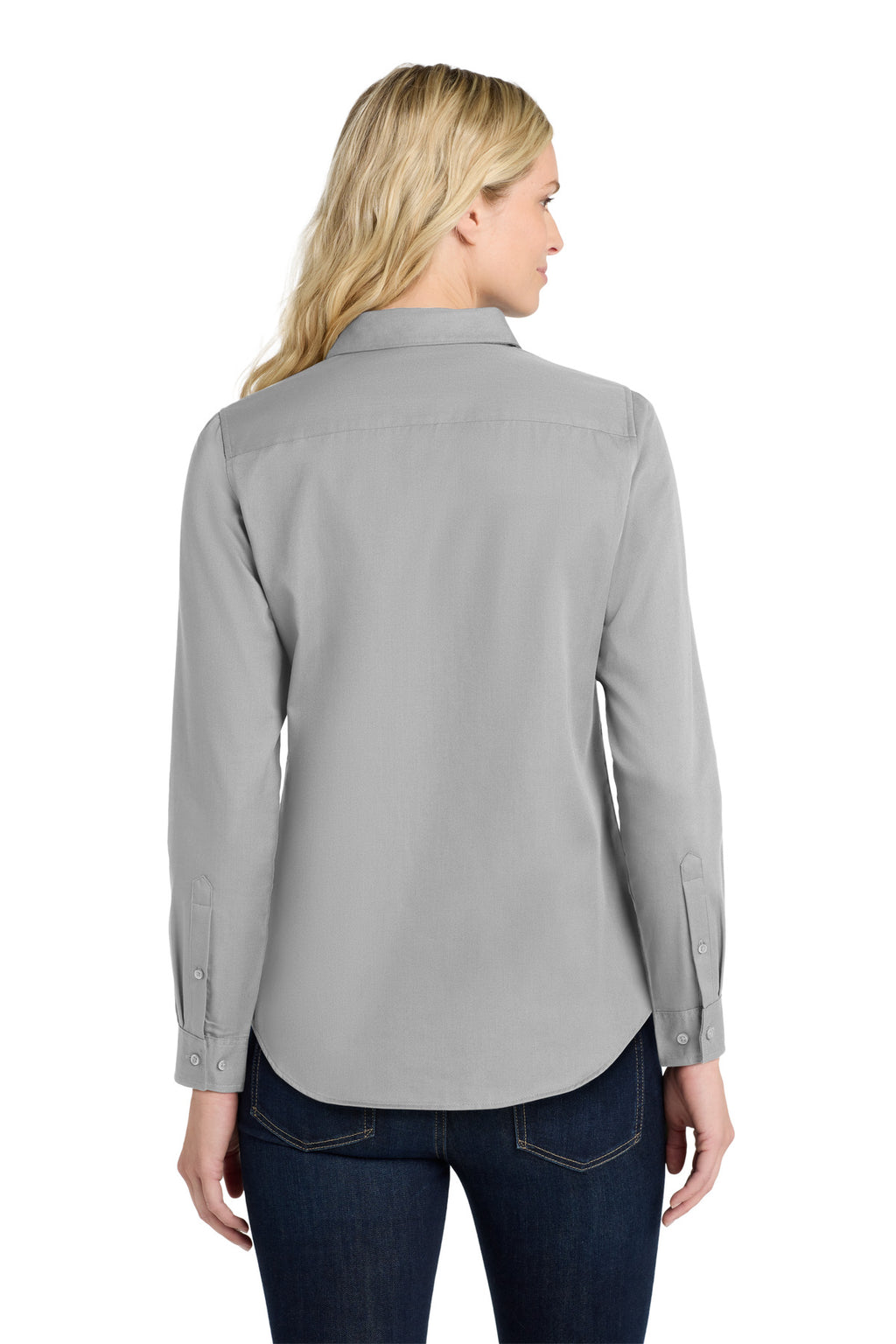 Port Authority Women's Long Sleeve SuperPro React Twill Shirt. LW808 - Gusty Grey - back