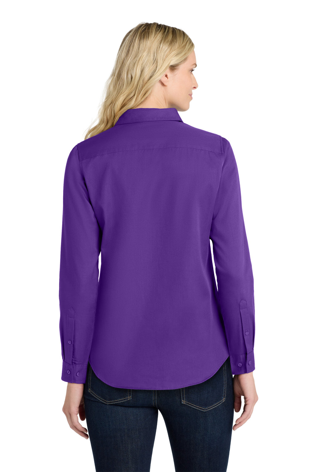 Port Authority Women's Long Sleeve SuperPro React Twill Shirt. LW808 - Purple - back
