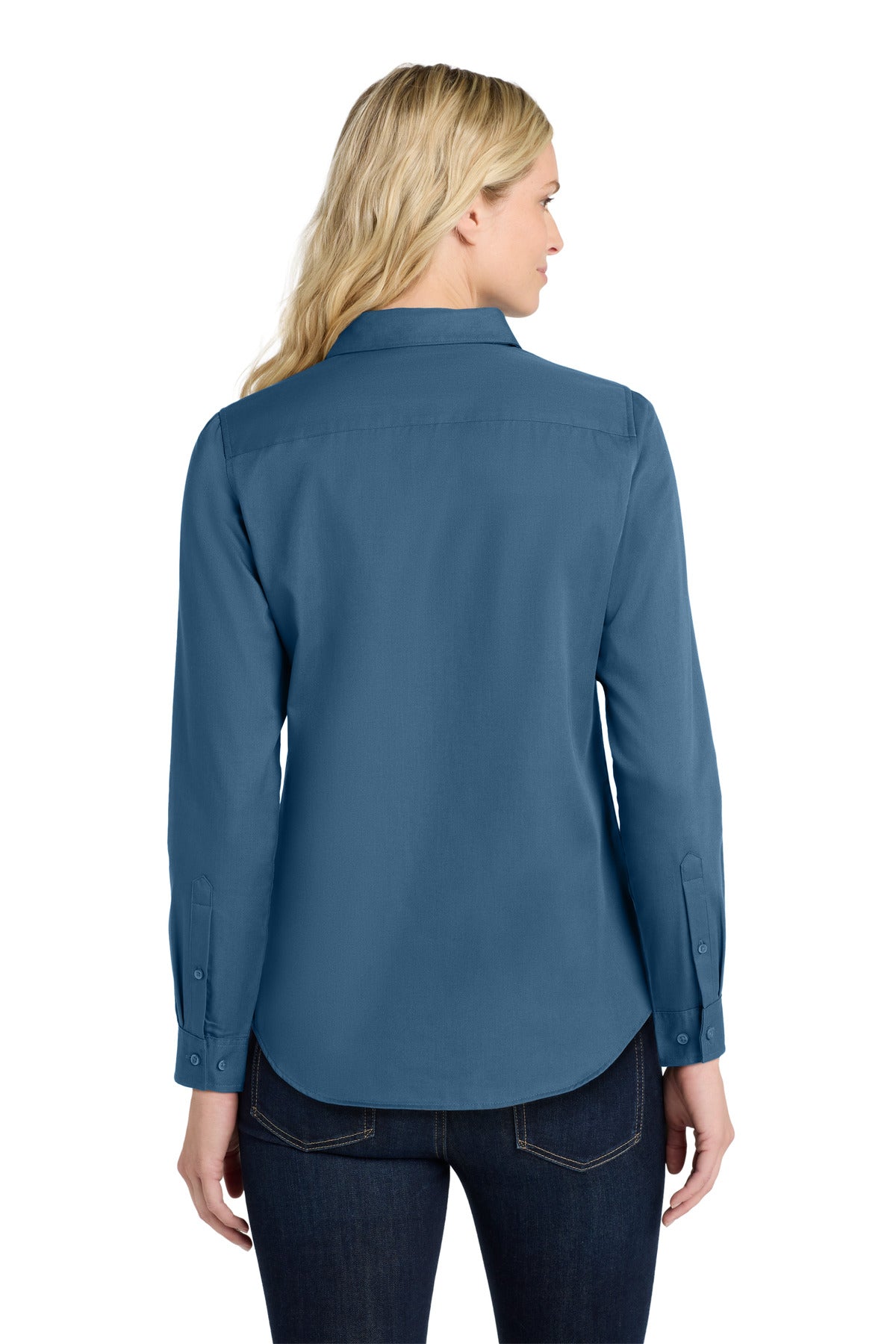 Port Authority Women's Long Sleeve SuperPro React Twill Shirt. LW808 - Regatta Blue - back