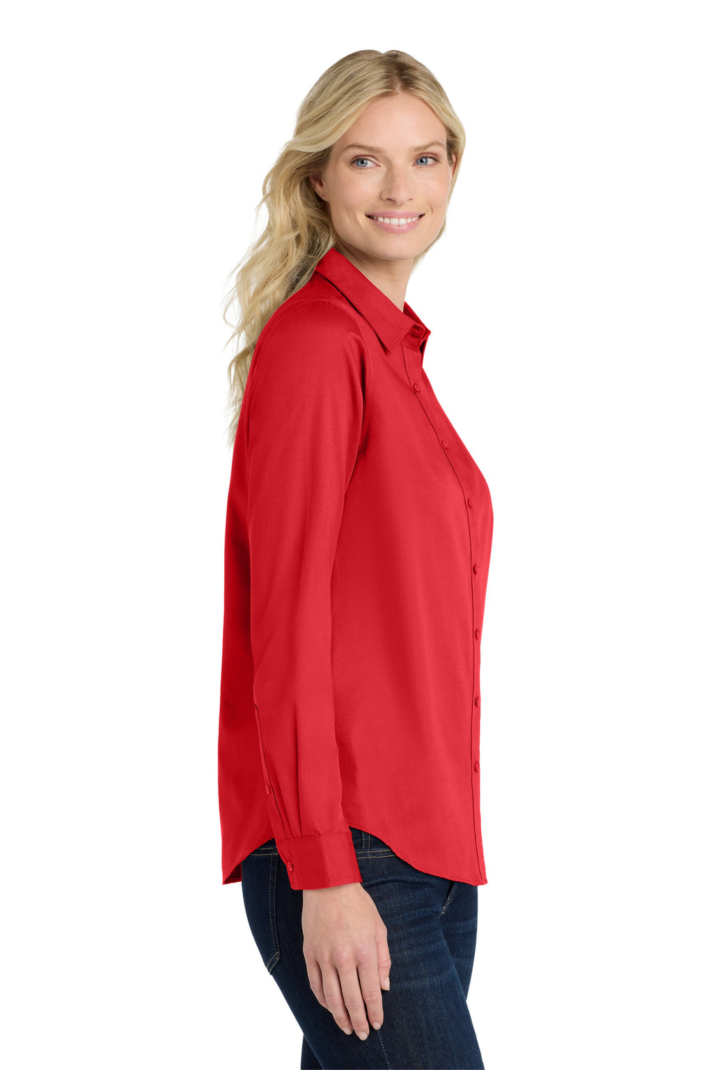 Port Authority Women's Long Sleeve SuperPro React Twill Shirt. LW808 - Rich Red - side