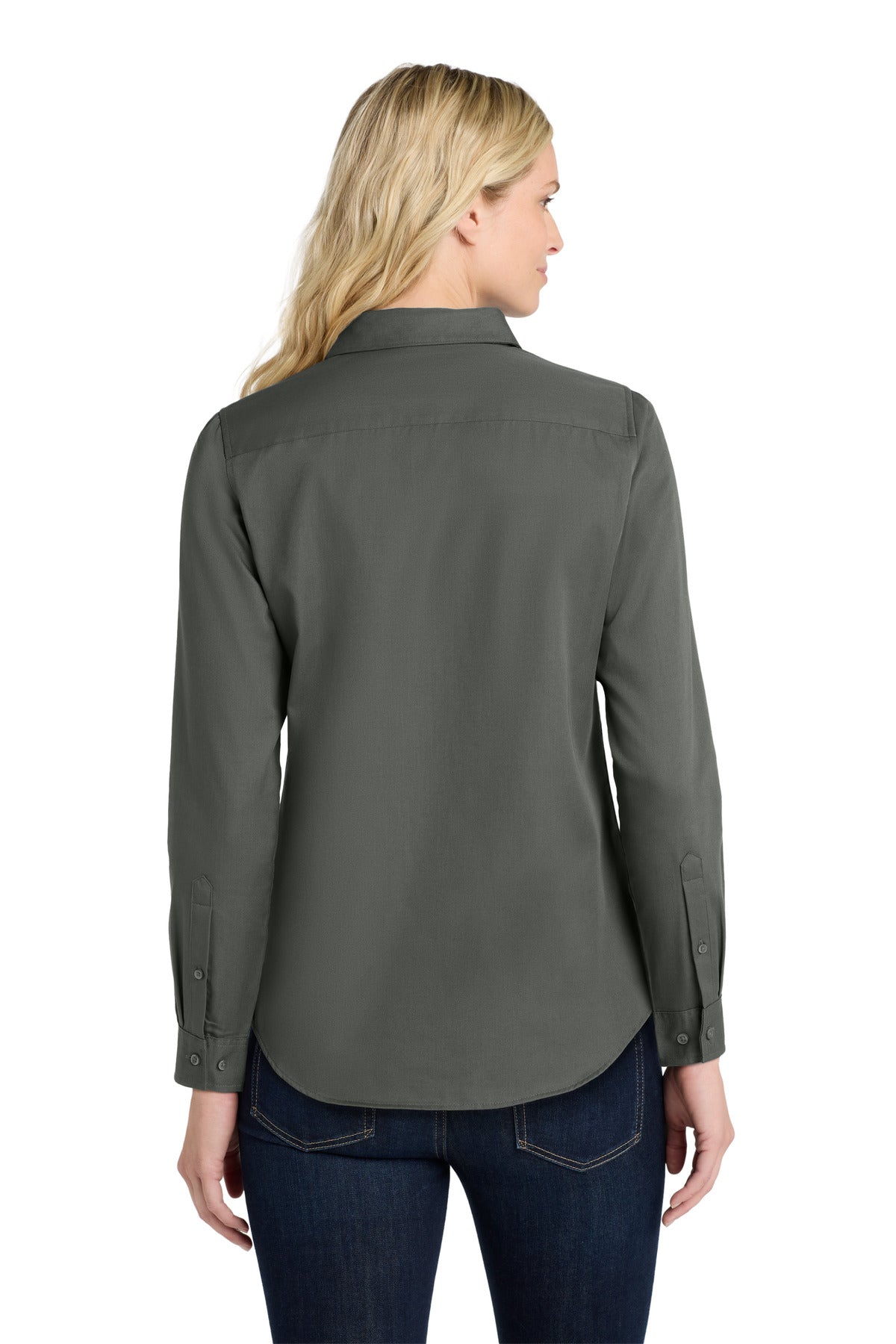 Port Authority Women's Long Sleeve SuperPro React Twill Shirt. LW808 - Storm Grey - back